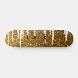 Golden Glitzer Individuelle Name Skateboard
