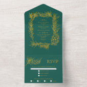 Golden Glitzer Kiefernrahmen Evergreen Winterhochz All In One Einladung (Innen Boden)