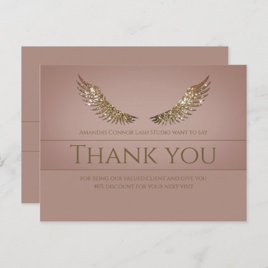 Golden Glitzer Lash Wings Danke Rose Rabatt Postkarte (Vorne/Hinten)