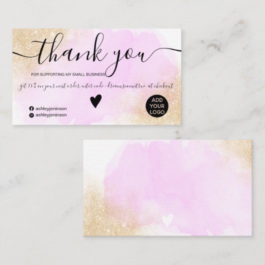 Golden Glitzer lila Pinselstrich Bestellung Vielen Visitenkarte (Vorne/Hinten)