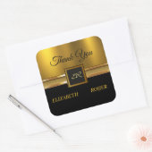 Golden Glitzer Luxury Black Wedding Quadratischer Aufkleber (Umschlag)