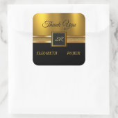 Golden Glitzer Luxury Black Wedding Quadratischer Aufkleber (Tasche)