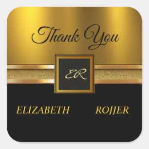 Golden Glitzer Luxury Black Wedding Quadratischer Aufkleber