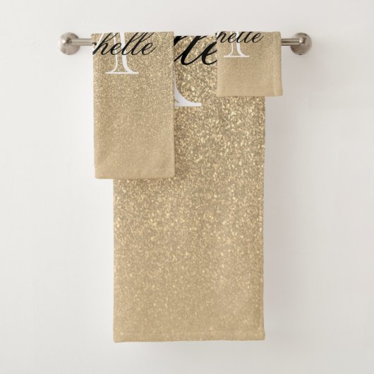 Golden Glitzer Monogram Badhandtuch Set (Insitu)