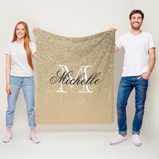 Golden Glitzer Monogram Fleecedecke (Beispiel)
