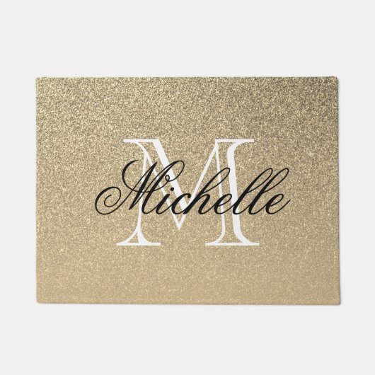 Golden Glitzer Monogram Fußmatte (Vorderseite)