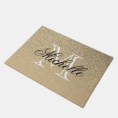 Golden Glitzer Monogram Fußmatte (Schrägansicht)