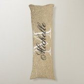 Golden Glitzer Monogram Seitenschläferkissen (Vorderseite Vertikal)