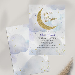Golden Glitzer Moon Kinderdusche Einladung