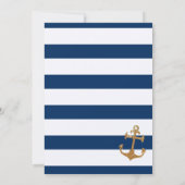 Golden Glitzer Navy Stripe Bridal Dusche Einladung (Rückseite)