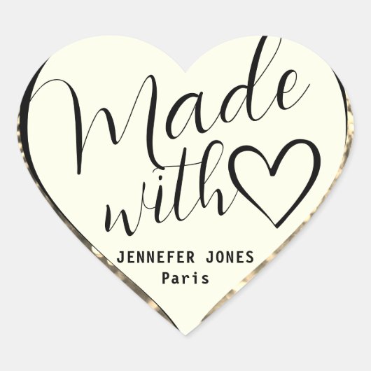 Golden Glitzer Orbs Made with Liebe Luxury Glamour Herz-Aufkleber (Vorderseite)