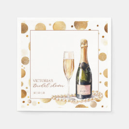 Golden Glitzer Perlen und Prosecco Brautparty Serviette