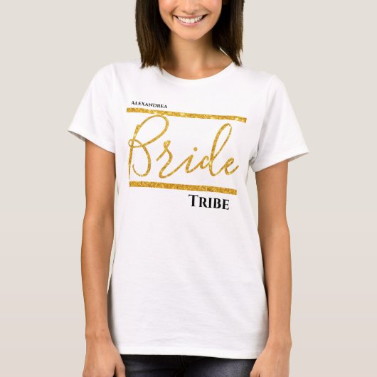 Golden Glitzer Personalisiert Bribe Stamm T-Shirt (Vorderseite)