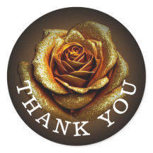 Golden Glitzer Rose Klassischer Rundaufkleber