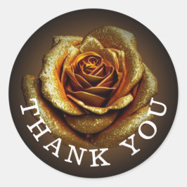 Golden Glitzer Rose Klassischer Rundaufkleber Runder Aufkleber
