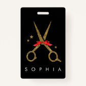 Golden Glitzer Scherbe - Haarstylistin NAME Ausweis (Vorderseite)