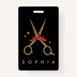 Golden Glitzer Scherbe - Haarstylistin NAME Ausweis