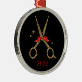 Golden Glitzer Schere - Friseur Stylist Met Ornament Aus Metall (Rechts)