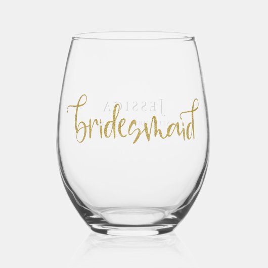 Golden Glitzer Script Name Datum Überbrückung Gesc Weinglas Ohne Stiel (Vorderseite)