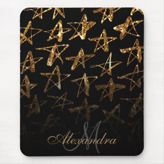 Golden Glitzer Stars Mousepad (Vorne)