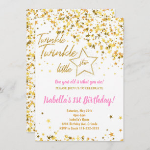 Golden Glitzer Twinkle Little Star Birthday Einlad Einladung