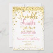 Golden Glitzer Twinkle Little Star Birthday Einlad Einladung (Vorderseite)