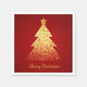 Golden Glitzer Weihnachtsbaum Serviette