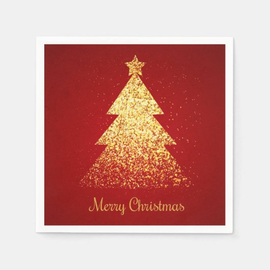 Golden Glitzer Weihnachtsbaum Serviette (Vorderseite)