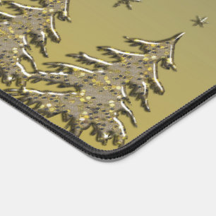 Golden Glitzer Weihnachtsbäume, Sternenhimmel Schreibtischunterlage