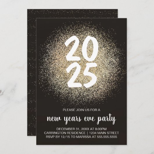 Golden Globe Silvester Party Einladung (Vorne/Hinten)