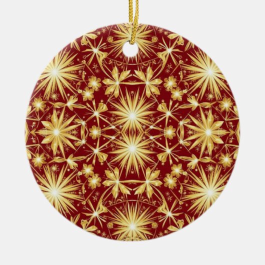 Golden Glory — Starburst Christmas Design Keramik Ornament (Vorne)