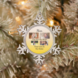 Golden Glow – Four Photo Holiday Tribute Schneeflocken Zinn-Ornament
