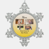 Golden Glow – Four Photo Holiday Tribute Schneeflocken Zinn-Ornament (Vorderseite)