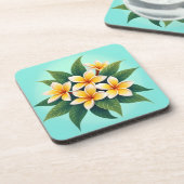 Golden Glow Frangipanis Getränkeuntersetzer (Linke Seite)