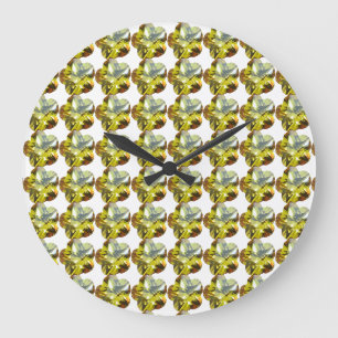 Golden Glow - Gelbes Gemstone Blume Design Große Wanduhr