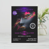 Golden Glow in Dark Neon Graduation Party Invi Einladung (Stehend Vorderseite)