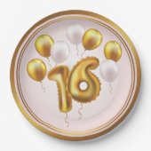Golden Glow Luftballons 16 Party Pappteller (Vorderseite)