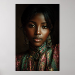 Golden Glow Melanin Regal Kopftuch-Porträt Poster