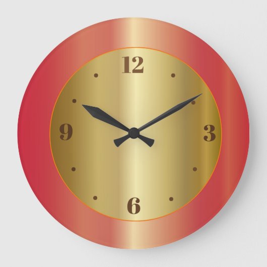 Golden Glow mit Orange Red Border Kituhren Große Wanduhr (Vorderseite)