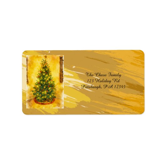 Golden Glow of Christmas Eve Adressaufkleber (Vorne)