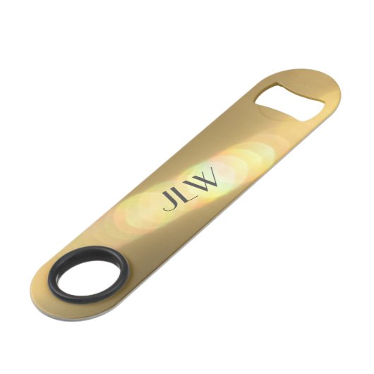Golden Glow Stylish Glam Customizable Intials Speed Flaschenöffner (Vorderseite Schrägansicht)