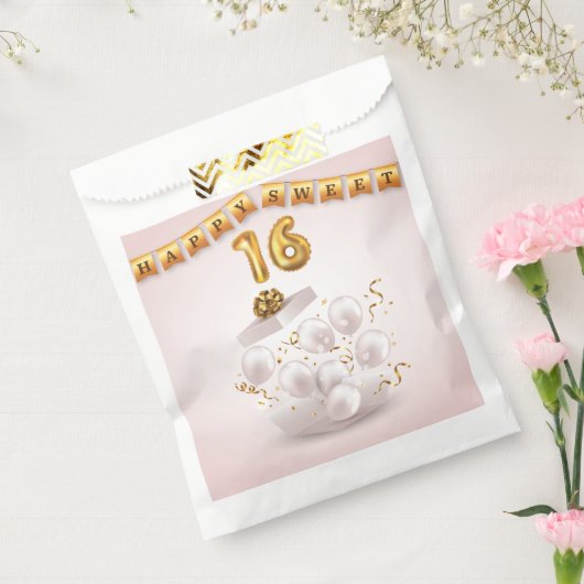 Golden Glow Sweet 16 Luftballons Geschenktütchen (Versiegelt)