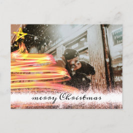 Golden Glow Tree Star Glitzer Foto Weihnachten Postkarte