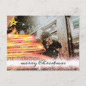 Golden Glow Tree Star Glitzer Foto Weihnachten Postkarte (Vorderseite)