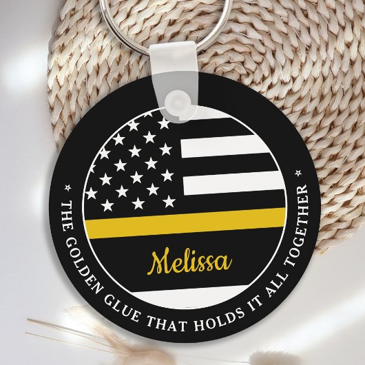 Golden Glue 911 Dispatcher der dünnen Goldene Lini Schlüsselanhänger