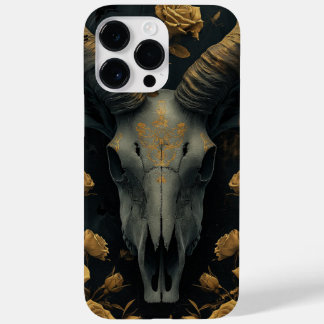 Golden Goat Skull and gold Roses Case-Mate iPhone 14 Pro Max Hülle