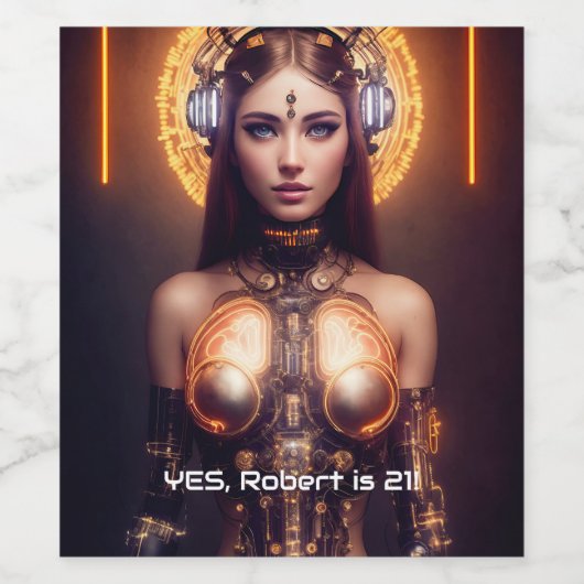 Golden Goddess Cyborg Weinetikett (Einzelnes Label)