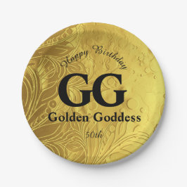 Golden Goddess feiert Happy 50. Geburtstagsparty Pappteller