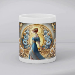 Golden Goddess in Art Nouveau Bloom Kaffeetasse