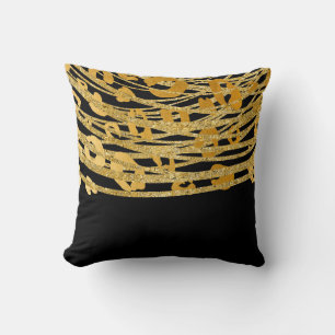 Golden Gold Black Leopard Cheetah Print Glam Kissen
